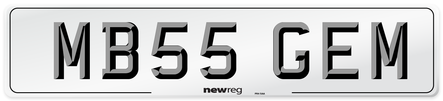 MB55 GEM Number Plate from New Reg